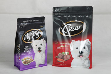 Resealable τυπωμένη σακούλα επίπεδων κατώτατων σημείων συσκευασίας τροφίμων σκυλιών με το φερμουάρ
