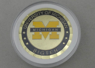 Πανεπιστήμιο του Michigan 2.0 εξατομικευμένα ίντσες νομίσματα με το υλικό ορείχαλκου και την τσάντα σακουλών PVC